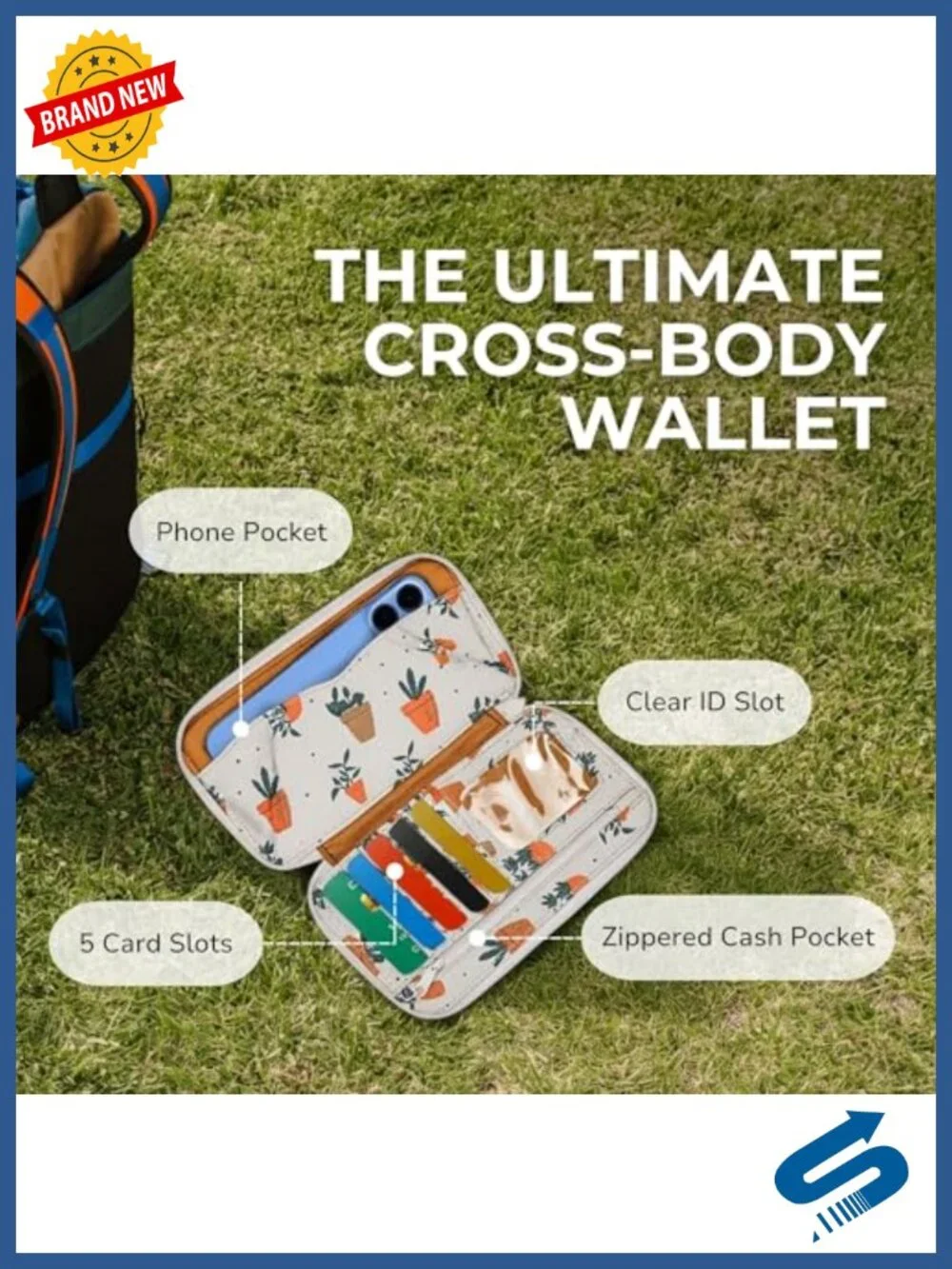 Cotton Canvas Bi-Fold Crossbody Wallet with Rope Strap